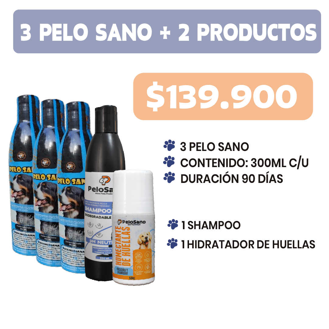 Suplemento + shampoo + hidrtador de huellas