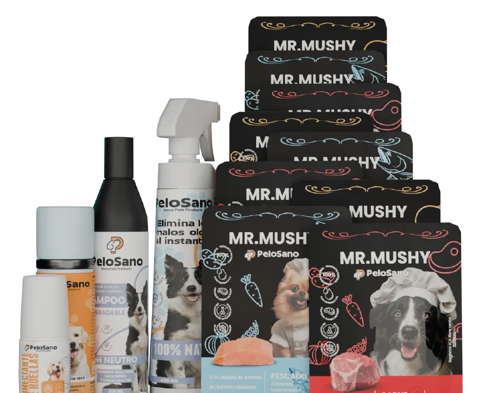 Pack Alimento y Aseo para Perros – 9 Mr. Mushy Comida Natural y Kit de Aseo Pelo Sano
