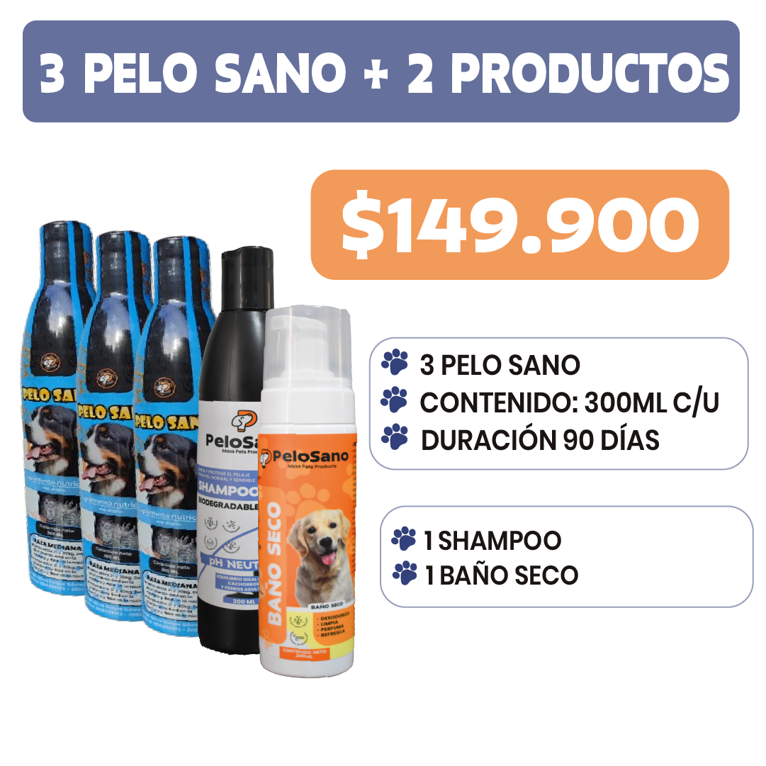 Suplemento + shampoo + baño seco